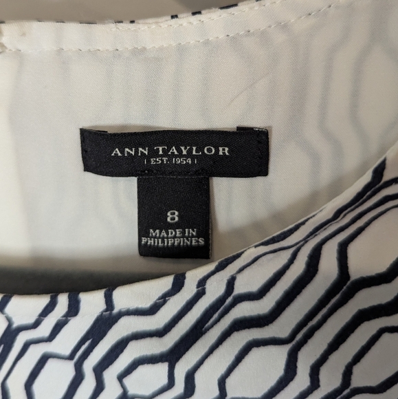 Ann Taylor dress blue and white sleeveless size 8 - Picture 3 of 7